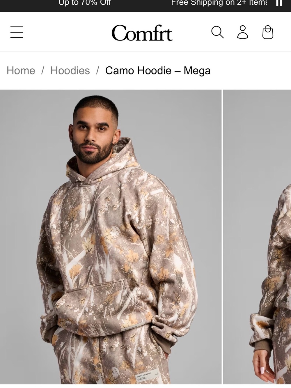 Comfrt Mega Camo Hoodie in Beige Camo